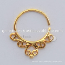 Handmade Tribal Septum Nose Ring - Gold Plated 925 Sterling Silver Septum Nose Ring Jewelry Suppliers